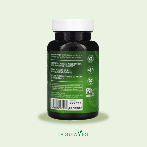 Suplemento Vegano Vitamina D3 y K2 Colombia